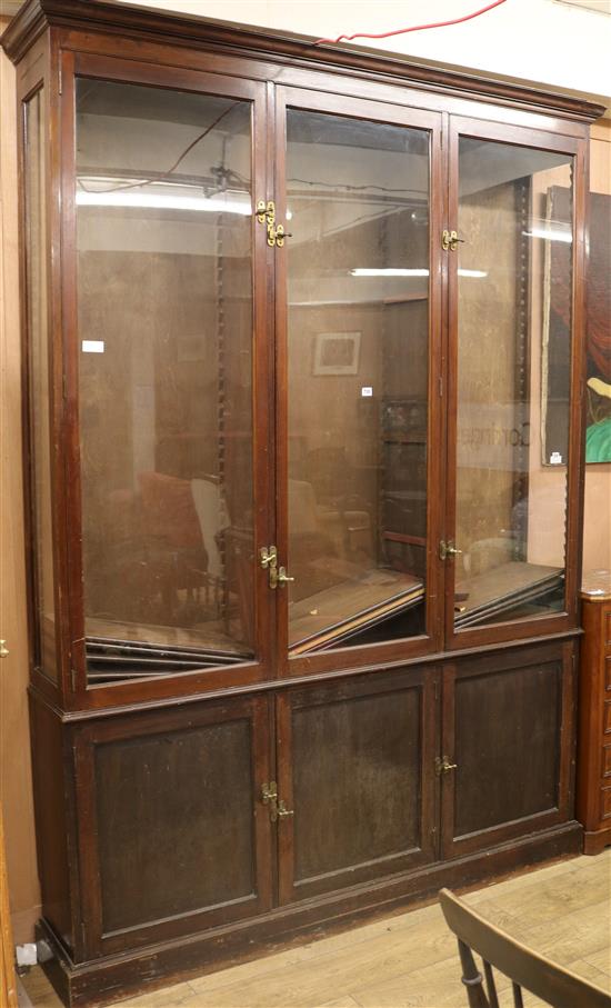 An Edwardian walnut Chemists cabinet W.177cm